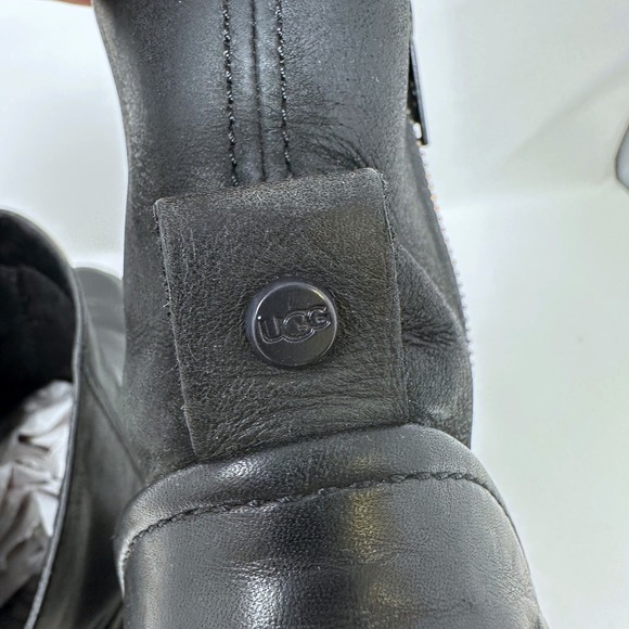 Ugg Polk Mixed Leather Moto Boots Black 8 - Picture 6 of 8